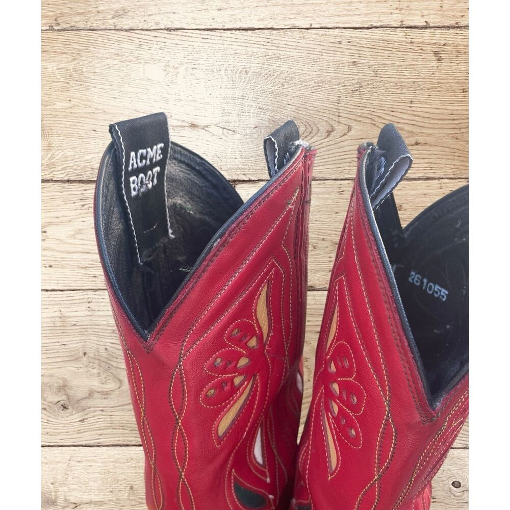 Rare Vintage ACME leather Western boots 7M - Picture 4 of 11